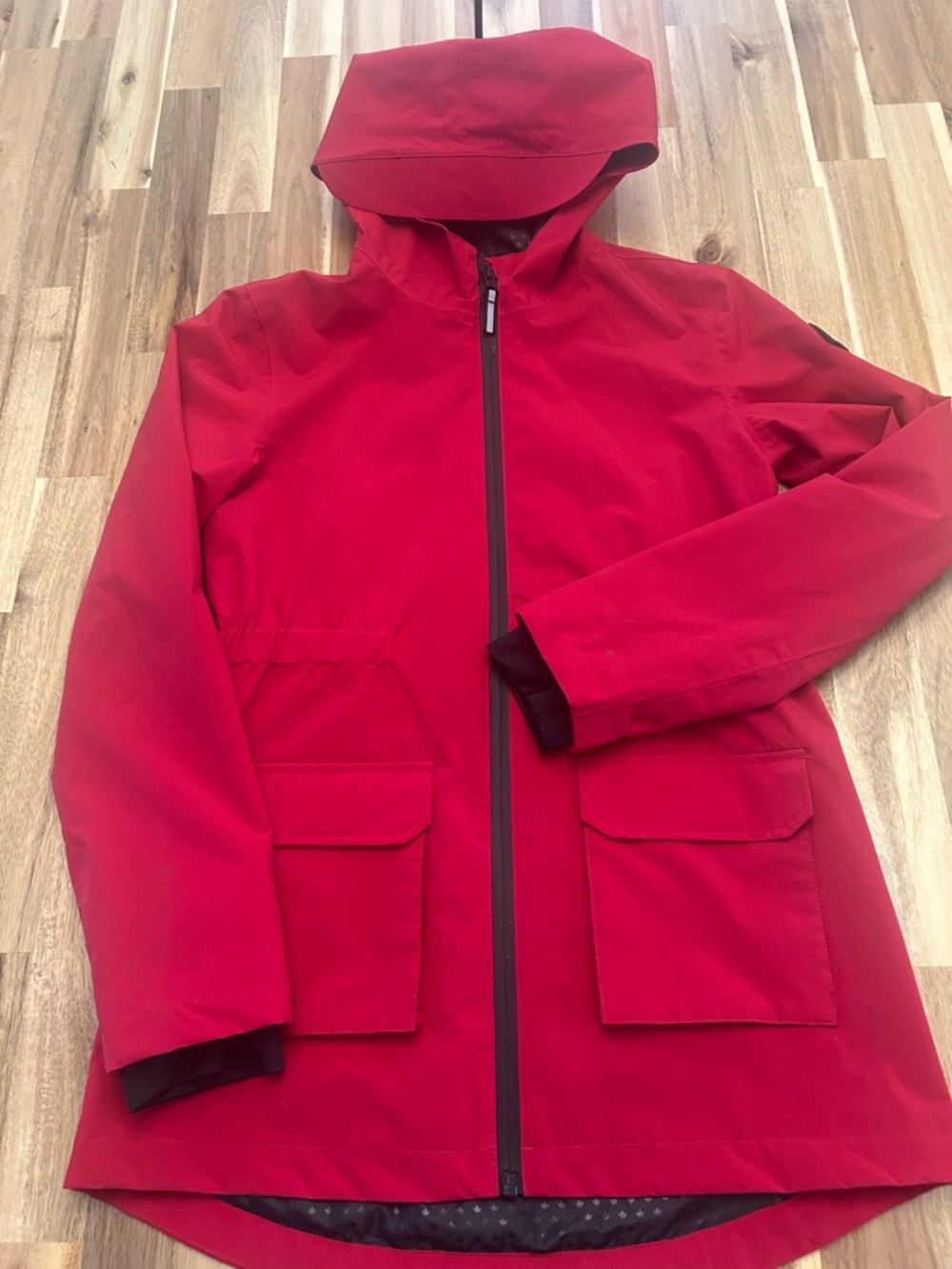 Red Hooded Waterproof Jacket